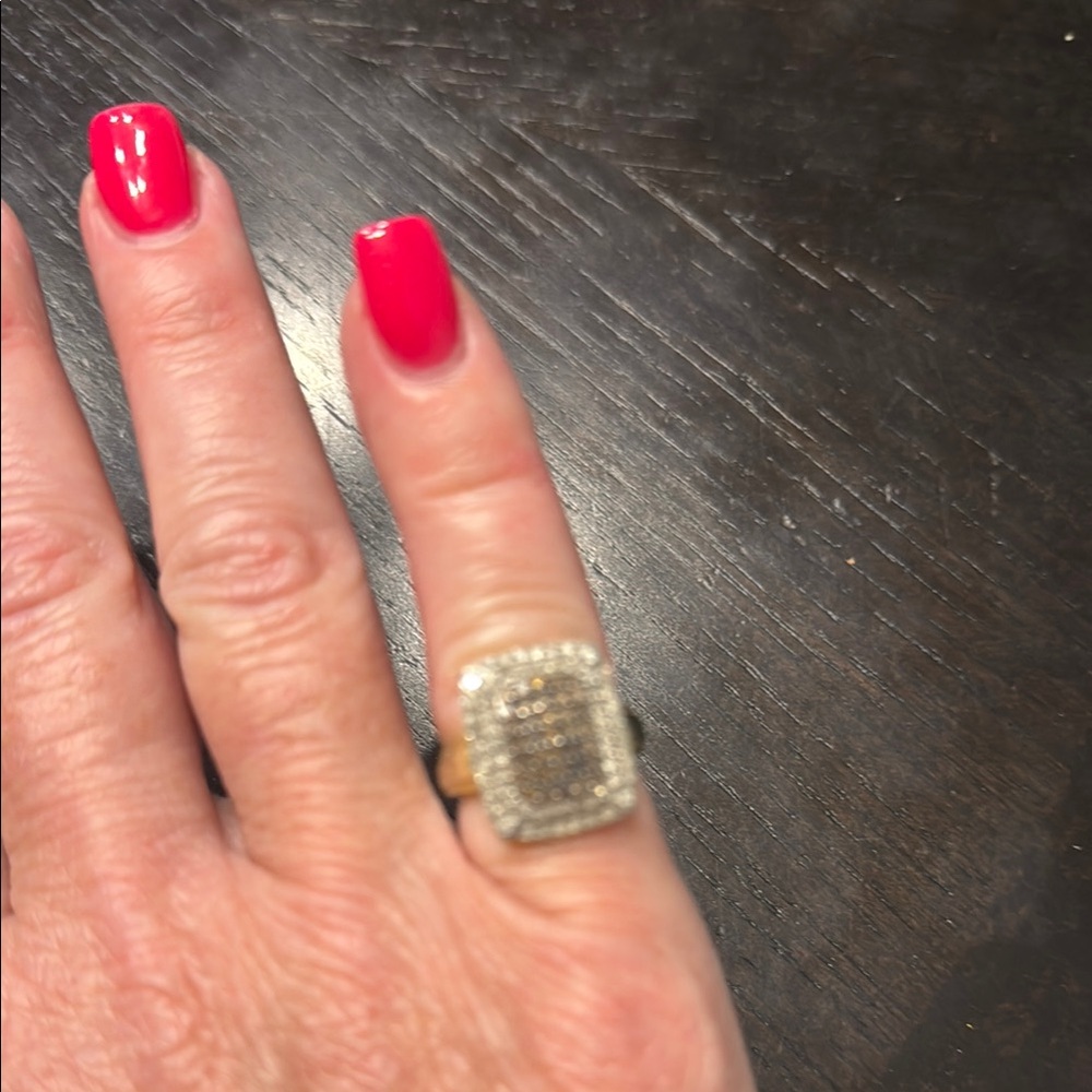 Mocha & white diamond square ring